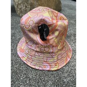 Ardene Floral Paisley Bucket Hat Reversible White Packable NWT Womens Beach Pink